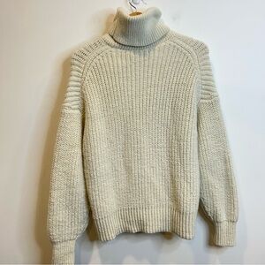 H&M Oversized Chunky Knit Turtleneck Sweater Cream